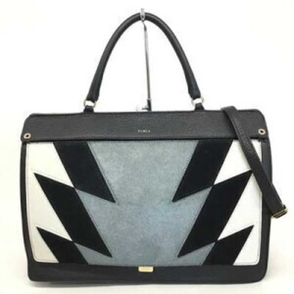 Furla Likes Top Bag Handbag Shoulder Strap Black Leather